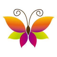 color butterfly with tricolor wings icon, vector illustraction design