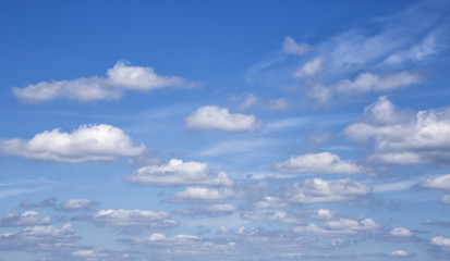 white clouds in the blue sky. Cloudy background