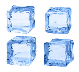 Cubes of ice on a white background.