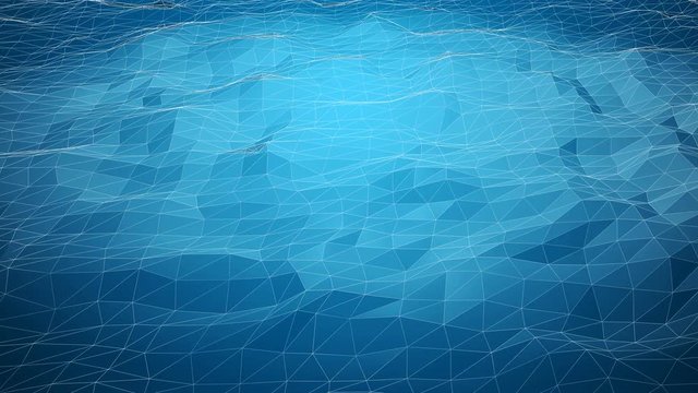 Blue abstract polygonal background with shifting wireframe lines. Seamlessly loopable computer generated 3d animation.