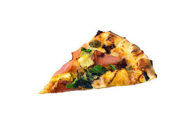 ham pizza on white isolated