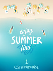 Tropical beach poster, Enjoy summer.