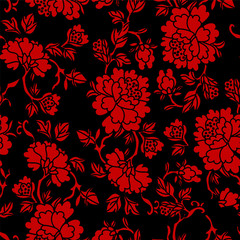 Seamless Chinese Background Botanic Garden Flower Leaf