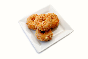 Mini Crunch Donuts on a White Plate