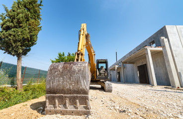 Digger on construction site