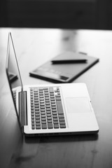 Laptop and graphic tablet on a table