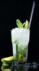 Cocktail mojito on a black background