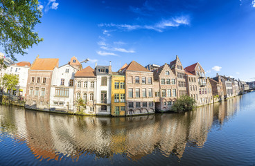 Fototapeta na wymiar Beautiful aerial cityscape of Gent, Belgium