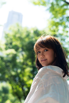 Asian girl relaxing outdoor in Tokyo