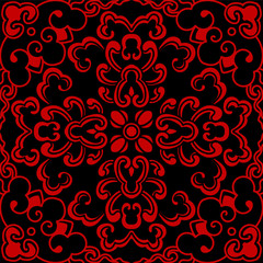 Seamless Chinese Background Curve Spiral Round Cross Flower