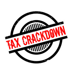 Tax Crackdown rubber stamp. Grunge design with dust scratches. Effects can be easily removed for a clean, crisp look. Color is easily changed.