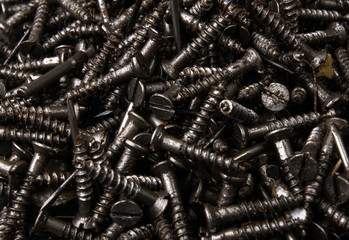 black oiled Bunch of screws