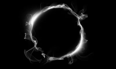 Gordijnen White ring consisting of a smoke. The magical thing. Fantasy © Aleksandr Murzich