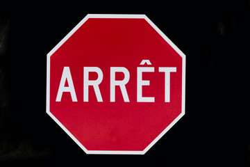 Stop sign from Quebec in French