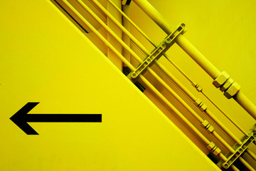Technical engineering technology And arrow sign on yellow Background