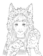 Portrait of a cute teen girl in animal hat.