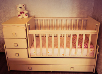 Obraz na płótnie Canvas Baby crib. Bed for child