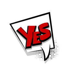 Comic text yes white cartoon cloud