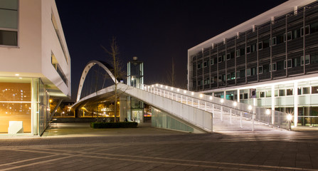 Fototapeta premium night vision at 'Hoge Brug' in Maastricht, Netherlands at right bank