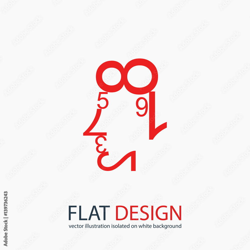 Poster human face of the data figures. human face numbers. mathematical abstraction icon, vector illustrahu