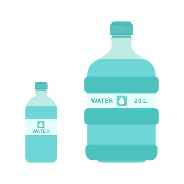 Vector illustration of 20 liter and 1 liter bottle of water