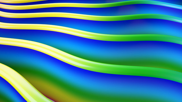 Multicolored, blue, yellow, green background. 3d image, 3d rendering.