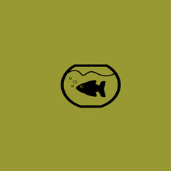 fish in aquarium icon. flat design