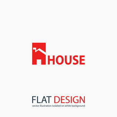 House icon. Sample text, vector illustration. Flat design style 