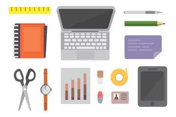 Creative office workplace illustrations modern flat style