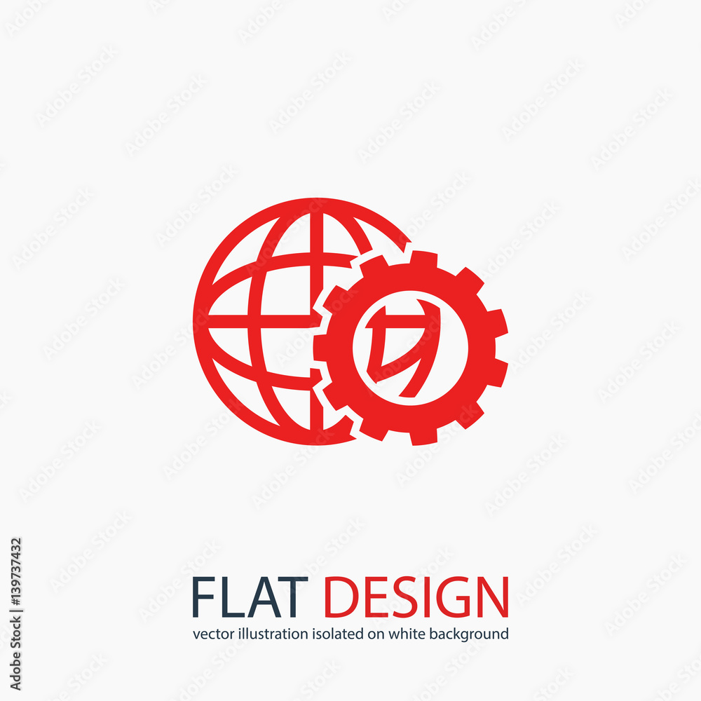 Poster setting parameters, globe icon vector illustration. flat design style