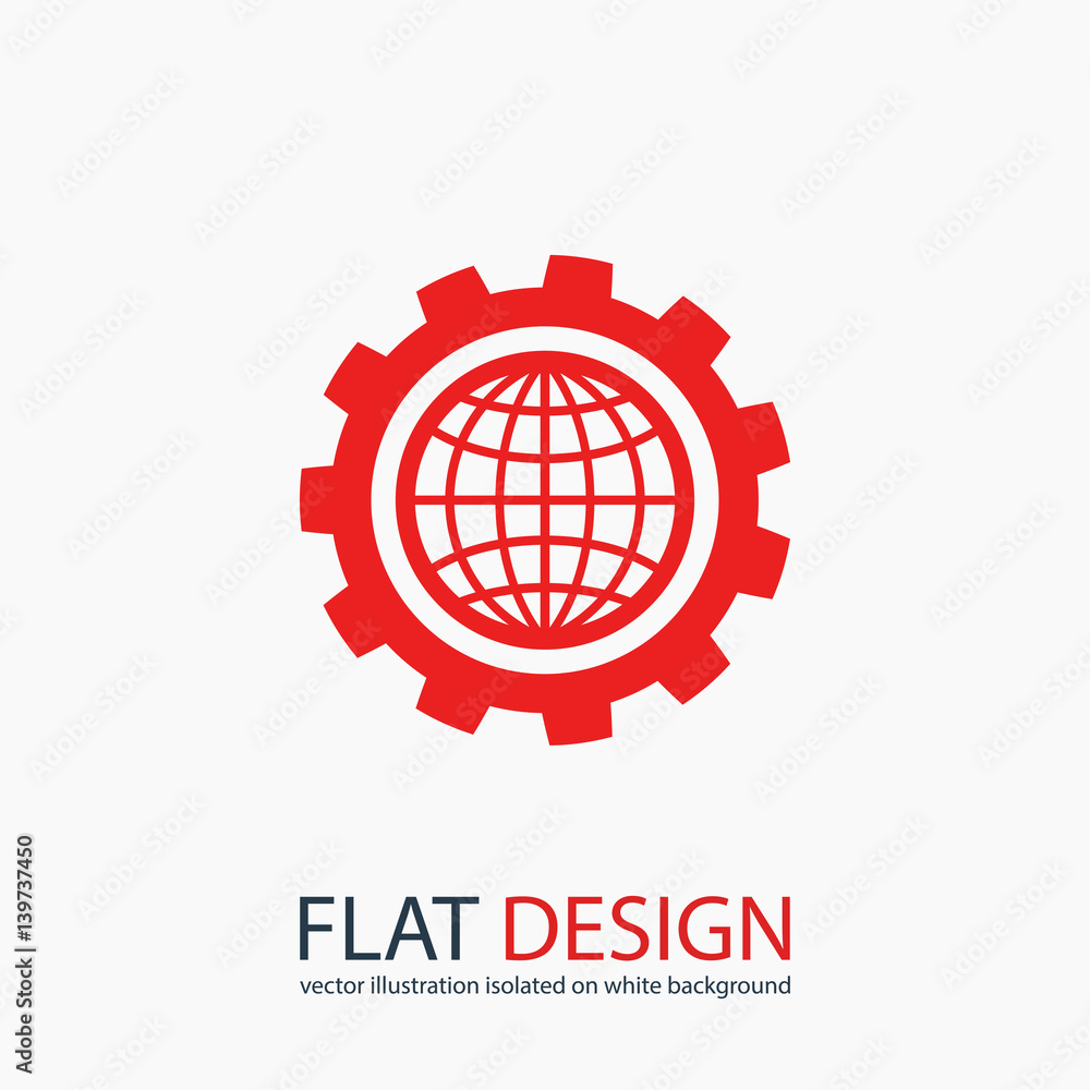Poster setting parameters, globe icon vector illustration. flat design style