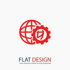 setting parameters, globe Icon vector illustration. Flat design style