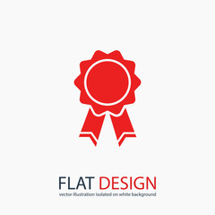 badge with ribbons icon, vector illustration. Flat design style