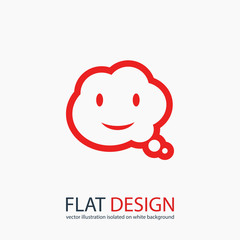 smile talking bubble  icon, vector illustration. Flat design style