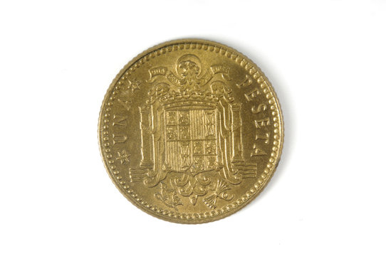 one peseta, coin of Spain