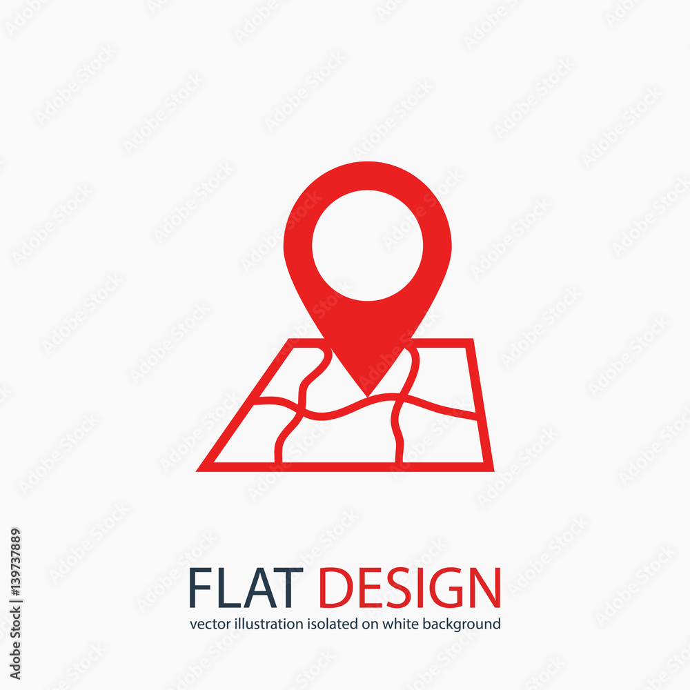 Poster map with pointer icon, vector illustration. flat design style