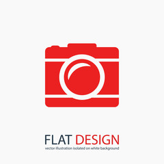 Camera icon; vector illustration. Flat design style
