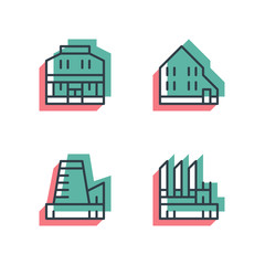 Obraz premium Different house, buildings icon set. Anaglyph 3d.