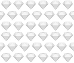 Greyscale seamless diamond - gem -  pattern. Polygonal bright gemstone on white background, endless texture