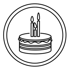 silhouette round emblem with party cake icon, vector illustraction design