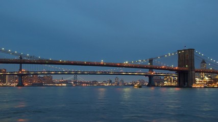 Fototapeta na wymiar Brooklyn Bridge, Manhattan Bridge, and Williamsburg Bridge across the East River in New York City