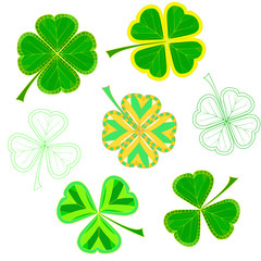 .set of isolated colorfull mosaic clover leaves on white background. easy to modify. vector illustration.