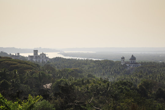 View seen from Capello Do Monte in Old Goa (Mount Mary church), Goa, India.
