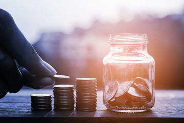 Saving money and banking for finance concept