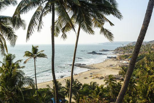 View over Vagator beach, Goa, India.