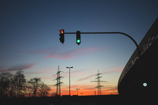 Ampeln in Abendsonne