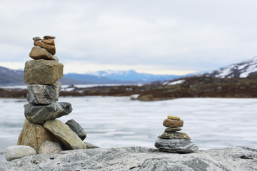 Stacked stones in Norway