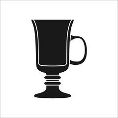 Cappuccino or latte cup simple silhouette icon on background