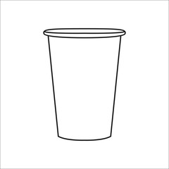 Paper coffee or tea cup simple line icon on background