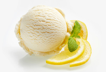 Tangy fresh lemon citrus sorbet or ice cream - obrazy, fototapety, plakaty